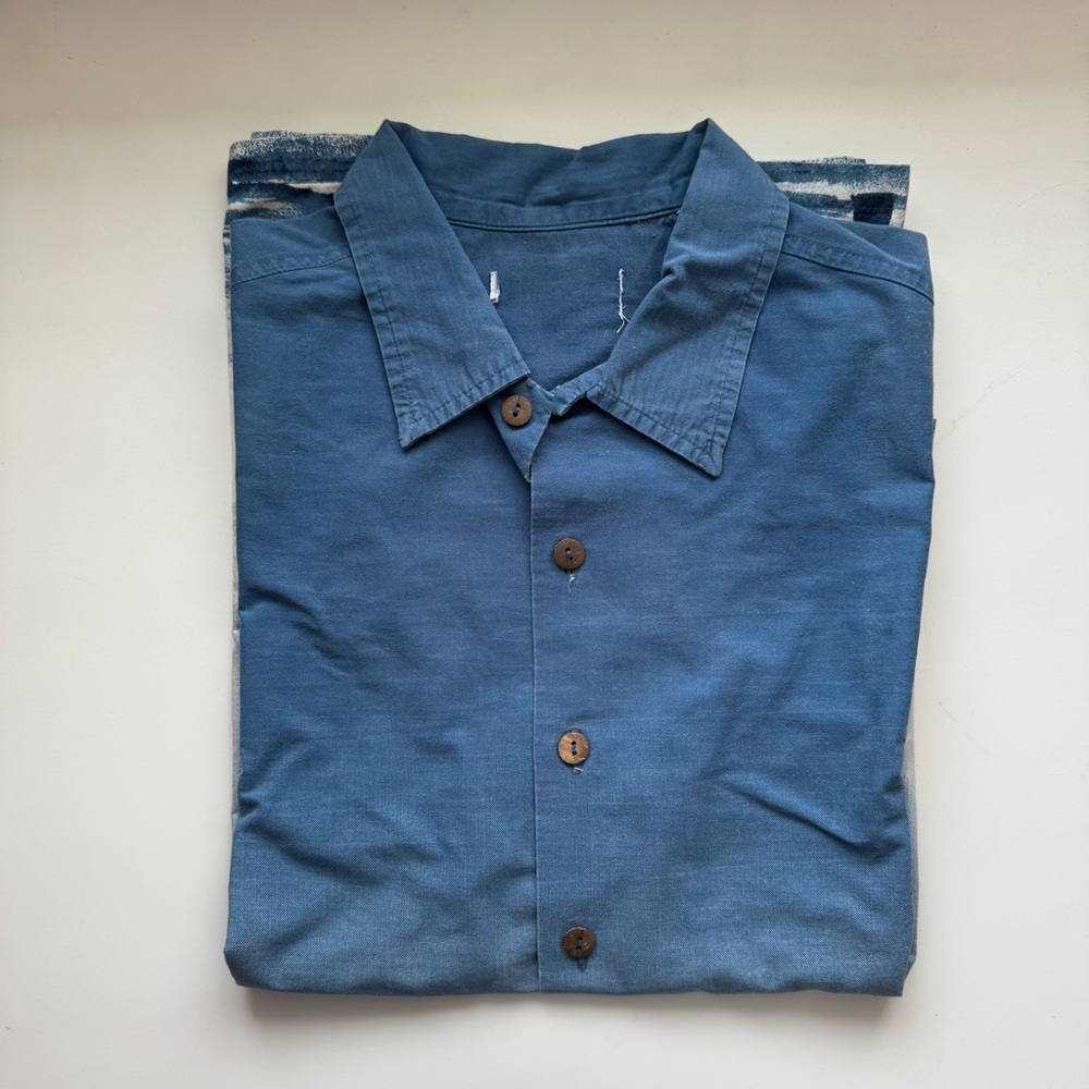 Casual Blue Button Down Shirt with Traditional Collar